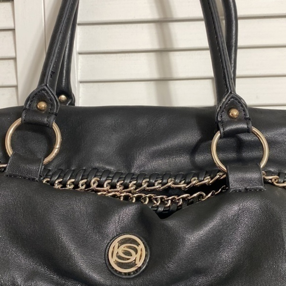 Bebe Sarah Satchel Black Quilted w/ Chain Accent! - Picture 6 of 11